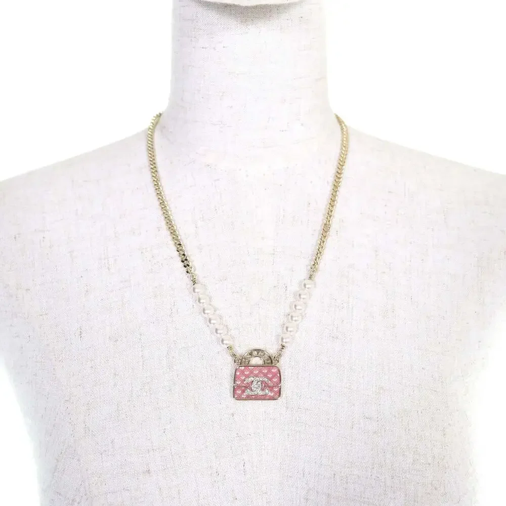 Chanel Cc Logo Pendant Necklace Gold- #250073C12B